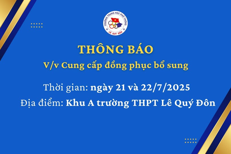 THÔNG BÁO V/v cung cấp đồng phục bổ sung