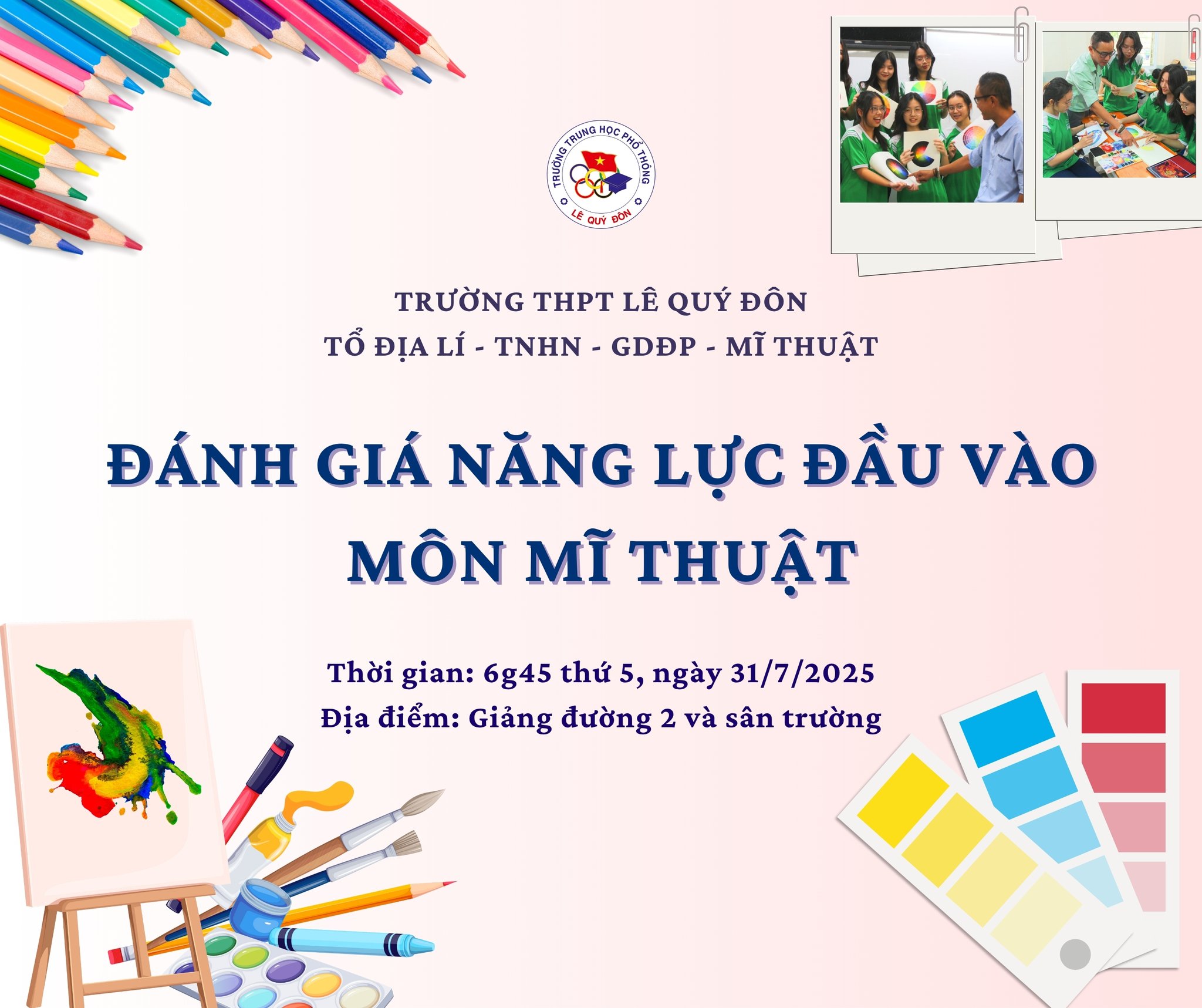 Thông báo v/v Đánh giá năng lực đầu vào môn Mĩ thuật